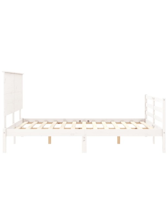 Rám postele s čelem bílý King Size masivní dřevo