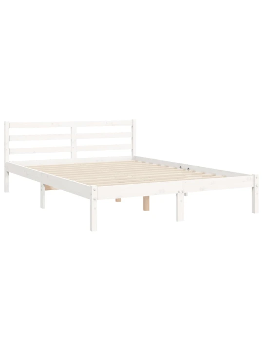 Rám postele s čelem bílý 140 x 190 cm masivní dřevo