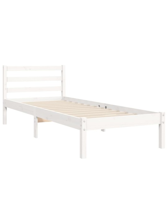 Rám postele s čelem bílý 90 x 200 cm masivní dřevo