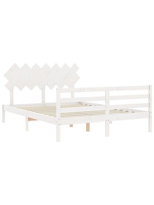 Rám postele s čelem bílý King Size masivní dřevo