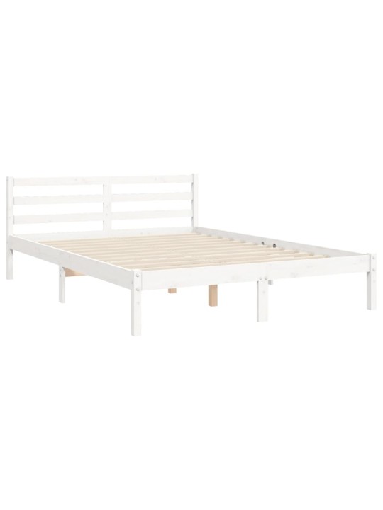 Rám postele s čelem bílý King Size masivní dřevo