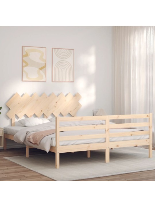 Rám postele s čelem 160 x 200 cm masivní dřevo