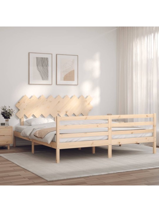 Rám postele s čelem Super King Size masivní dřevo