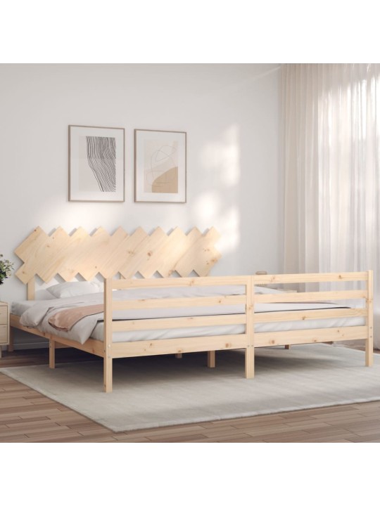 Rám postele s čelem 200 x 200 cm masivní dřevo