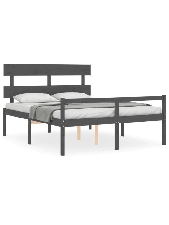 Postel s čelem pro seniory šedý King Size masivní dřevo