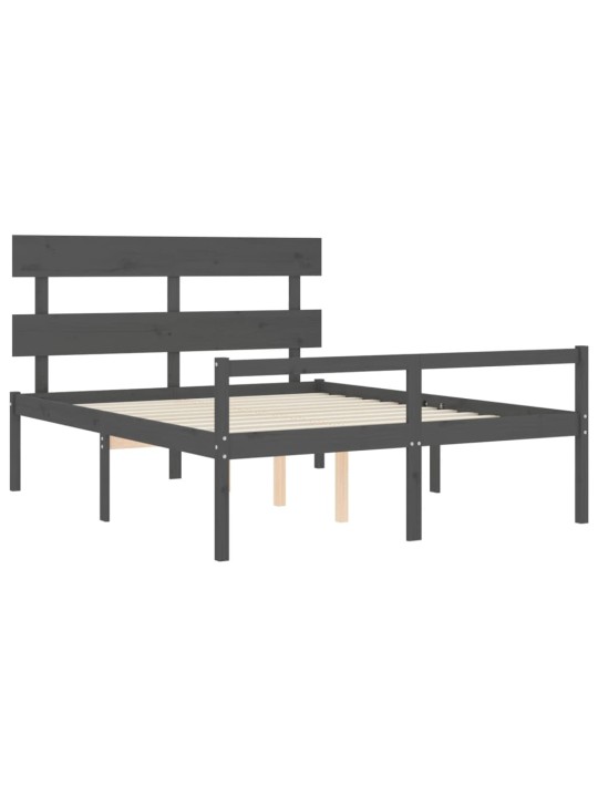 Postel s čelem pro seniory šedý King Size masivní dřevo