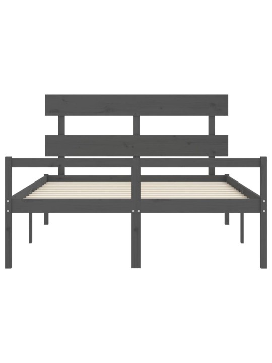 Postel s čelem pro seniory šedý King Size masivní dřevo