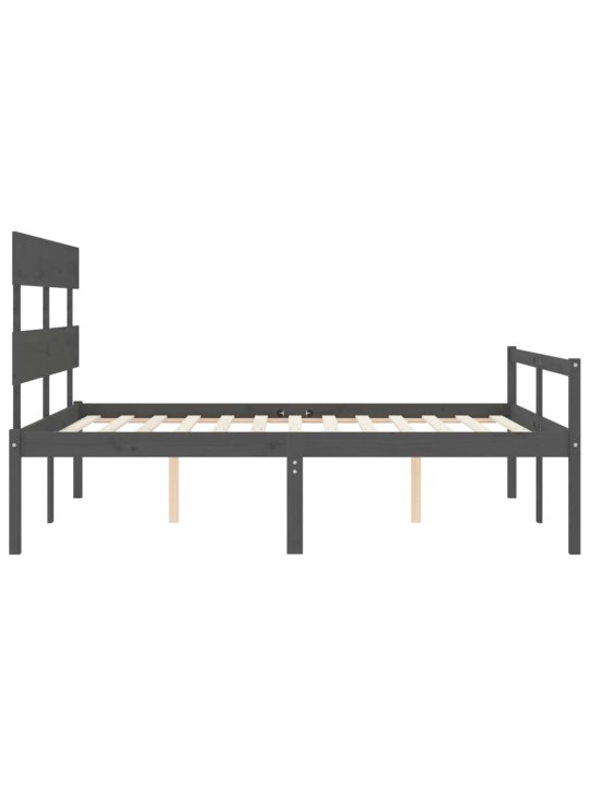 Postel s čelem pro seniory šedý King Size masivní dřevo