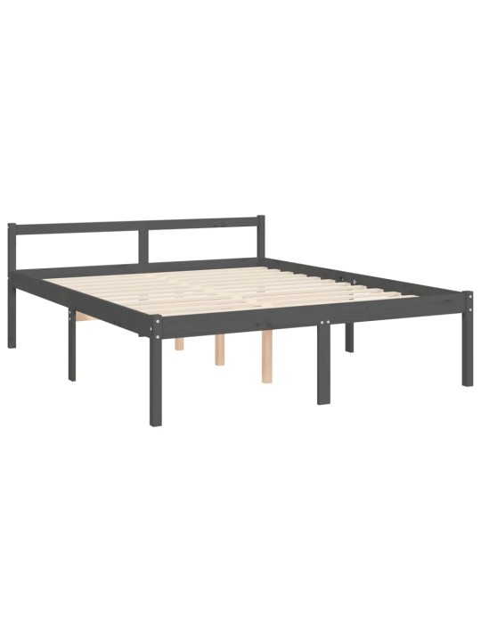 Postel s čelem pro seniory šedý King Size masivní dřevo