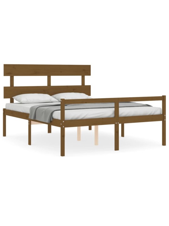 Postel s čelem pro seniory medově hnědý King Size masivní dřevo
