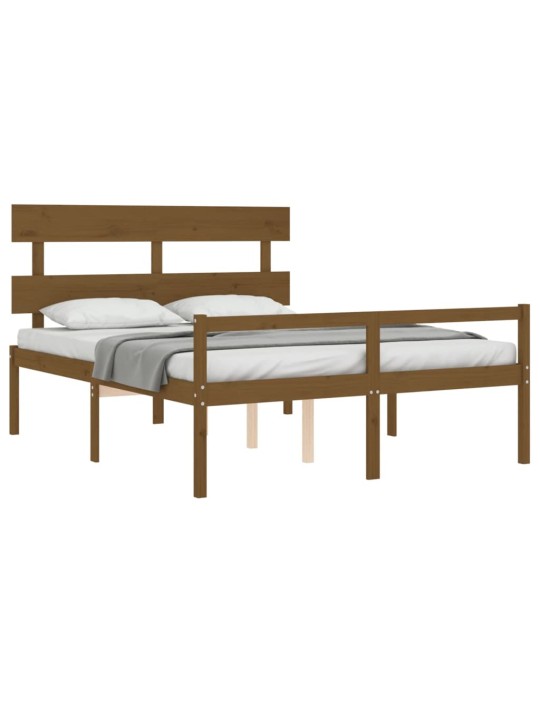 Postel s čelem pro seniory medově hnědý King Size masivní dřevo