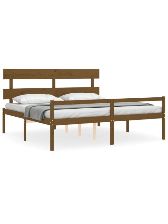 Postel s čelem pro seniory medově hnědý 200x200cm masivní dřevo