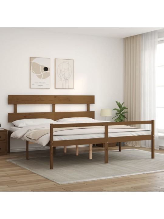 Postel s čelem pro seniory medově hnědý 200x200cm masivní dřevo