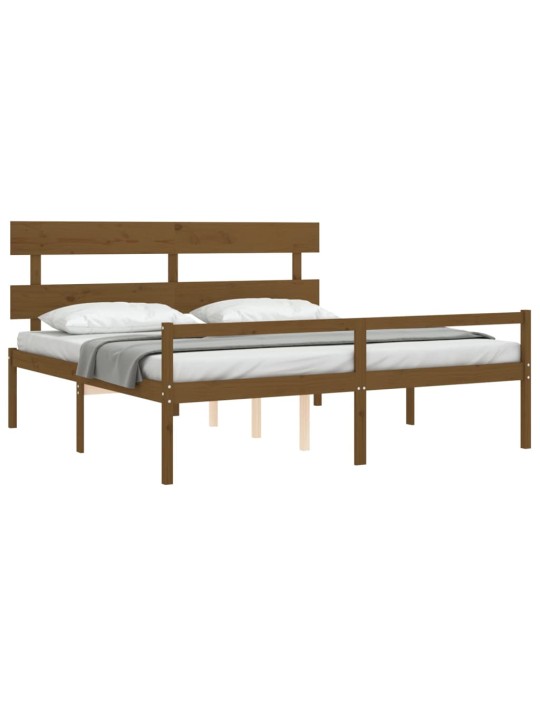 Postel s čelem pro seniory medově hnědý 200x200cm masivní dřevo