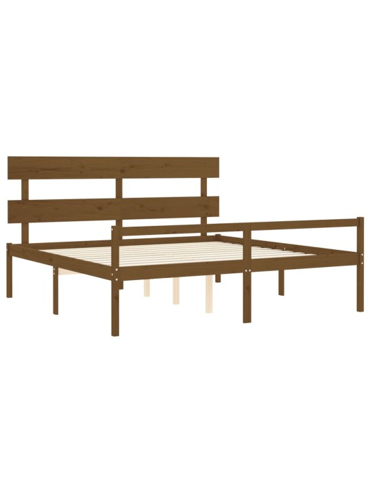 Postel s čelem pro seniory medově hnědý 200x200cm masivní dřevo
