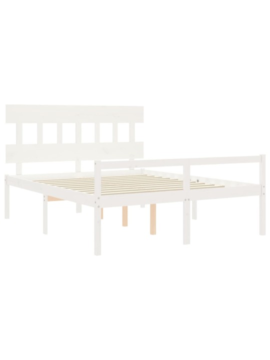 Postel s čelem pro seniory bílý King Size masivní dřevo