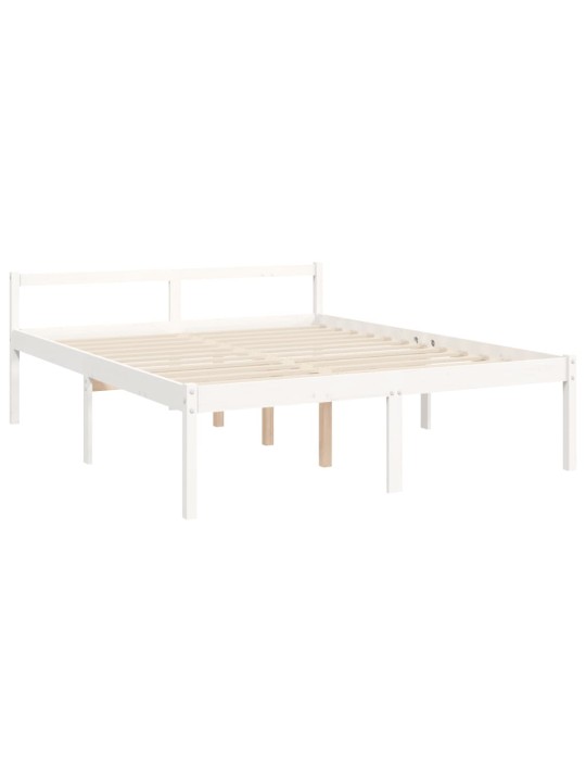 Postel s čelem pro seniory bílý King Size masivní dřevo