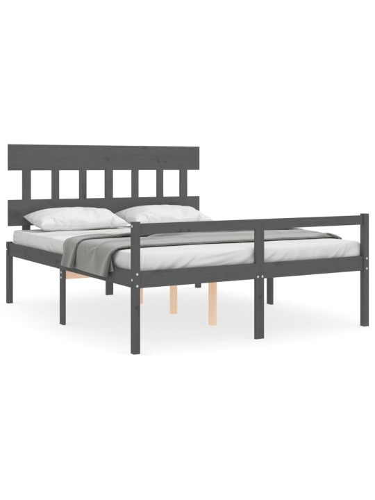 Postel s čelem pro seniory šedý King Size masivní dřevo