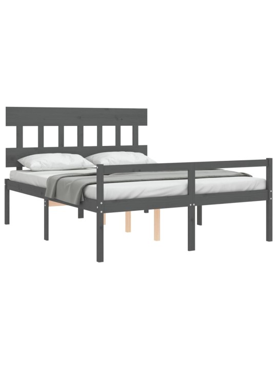 Postel s čelem pro seniory šedý King Size masivní dřevo