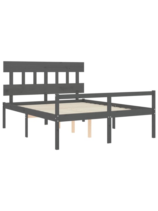 Postel s čelem pro seniory šedý King Size masivní dřevo