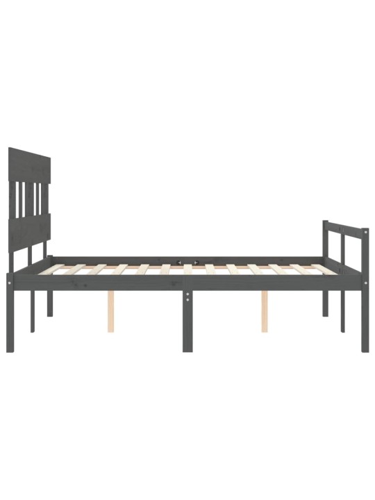 Postel s čelem pro seniory šedý King Size masivní dřevo