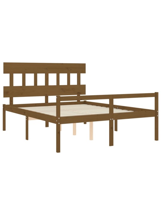 Postel s čelem pro seniory medově hnědý King Size masivní dřevo