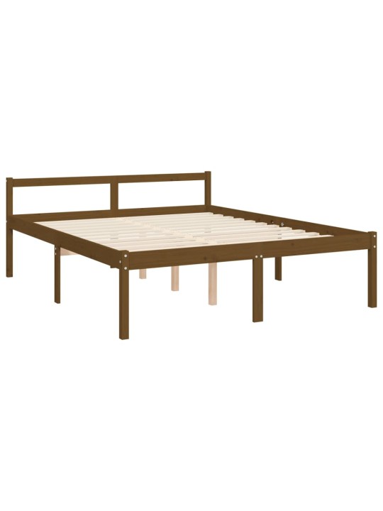Postel s čelem pro seniory medově hnědý King Size masivní dřevo