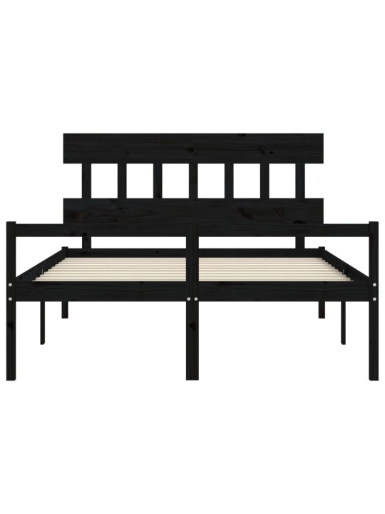 Postel s čelem pro seniory černý King Size masivní dřevo