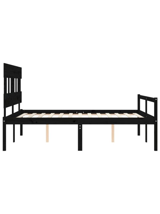 Postel s čelem pro seniory černý King Size masivní dřevo
