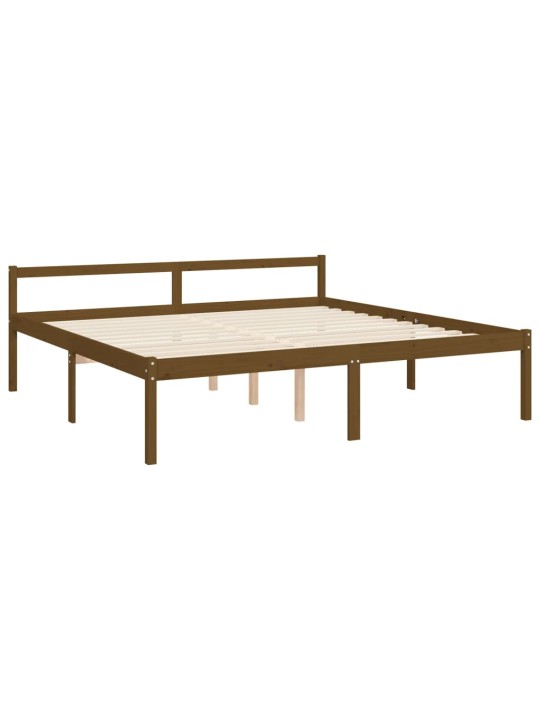 Postel s čelem pro seniory medově hnědý 200x200cm masivní dřevo