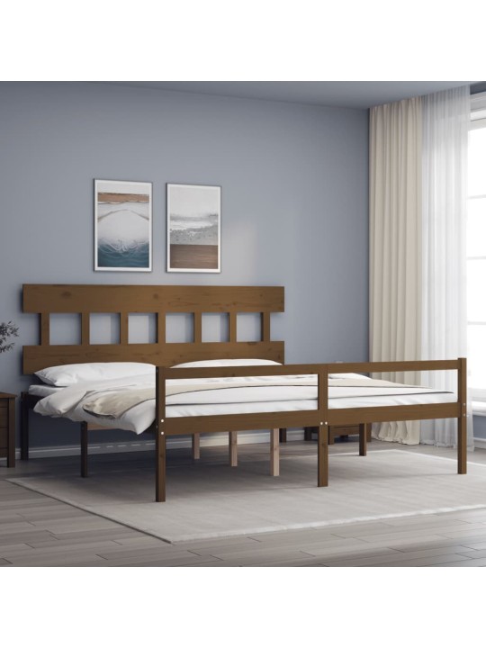 Postel s čelem pro seniory medově hnědý 200x200cm masivní dřevo