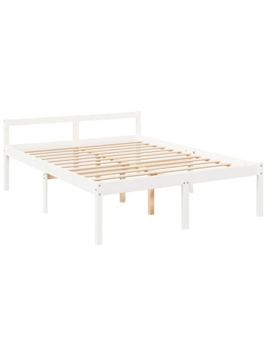 Postel s čelem pro seniory bílý King Size masivní dřevo
