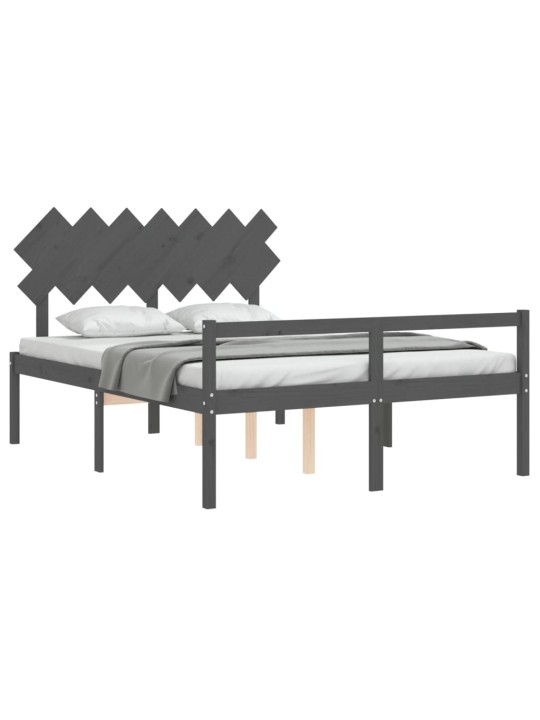 Postel s čelem pro seniory šedý King Size masivní dřevo