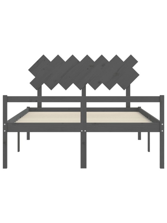Postel s čelem pro seniory šedý King Size masivní dřevo
