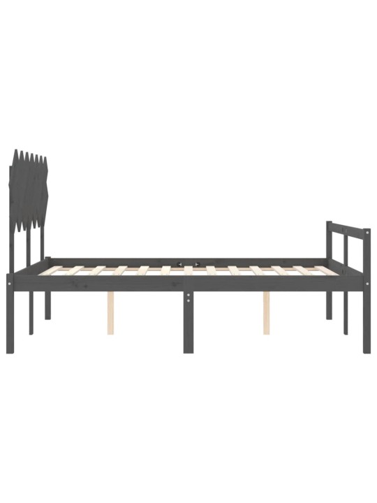 Postel s čelem pro seniory šedý King Size masivní dřevo