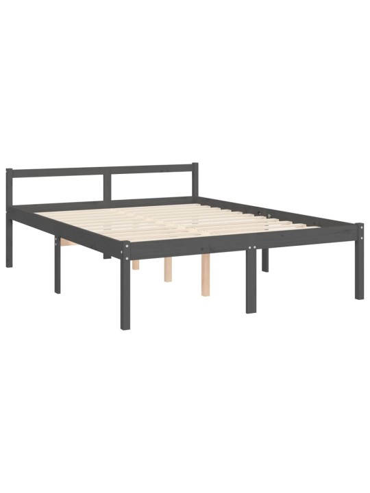 Postel s čelem pro seniory šedý King Size masivní dřevo