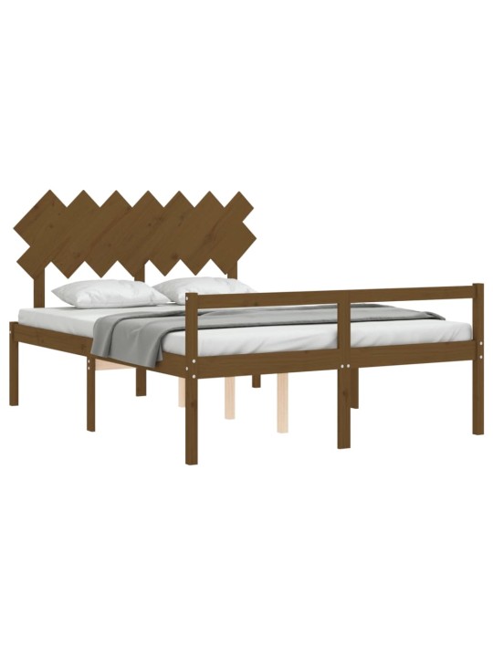 Postel s čelem pro seniory medově hnědý King Size masivní dřevo