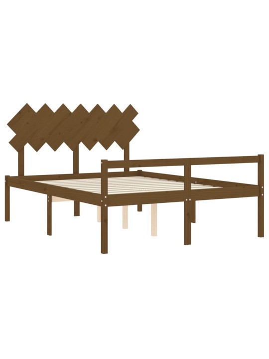 Postel s čelem pro seniory medově hnědý King Size masivní dřevo