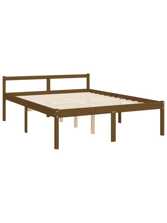Postel s čelem pro seniory medově hnědý King Size masivní dřevo