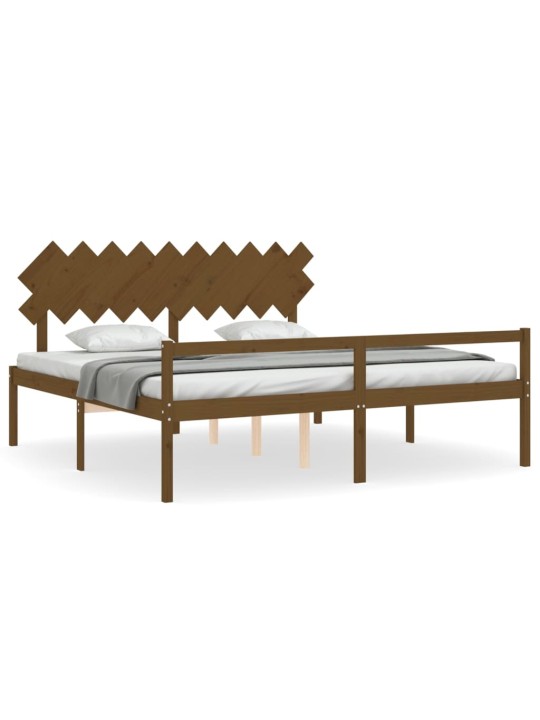 Postel s čelem pro seniory medově hnědý 200x200cm masivní dřevo