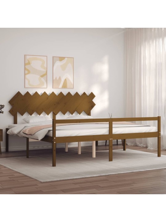 Postel s čelem pro seniory medově hnědý 200x200cm masivní dřevo