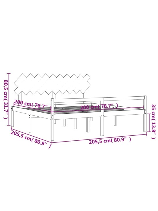 Postel s čelem pro seniory medově hnědý 200x200cm masivní dřevo