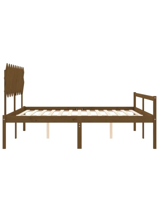 Postel s čelem pro seniory medově hnědý 200x200cm masivní dřevo