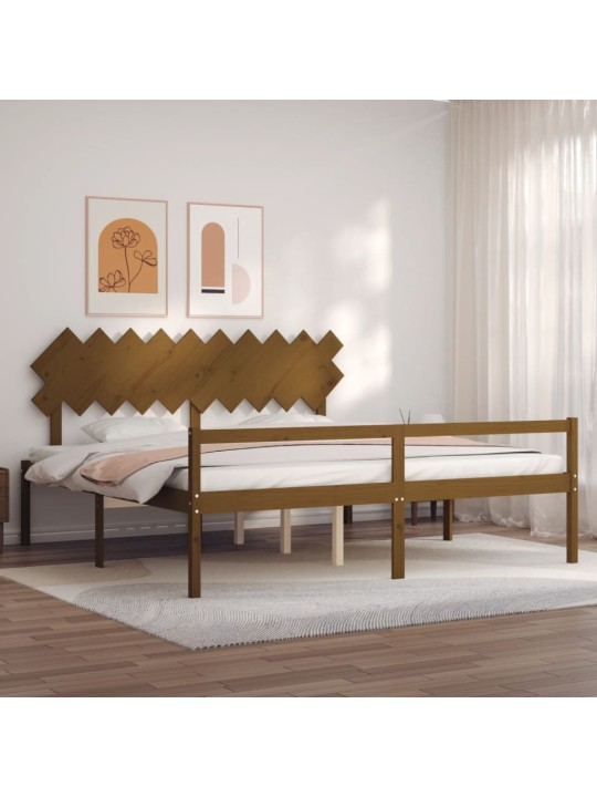 Postel s čelem pro seniory medově hnědý 200x200cm masivní dřevo