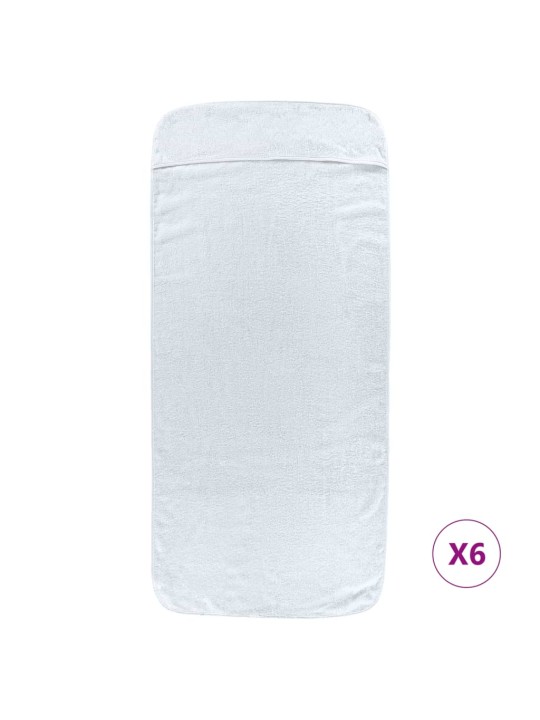 Plážové osušky 6 ks bílé 60 x 135 cm textil 400 GSM