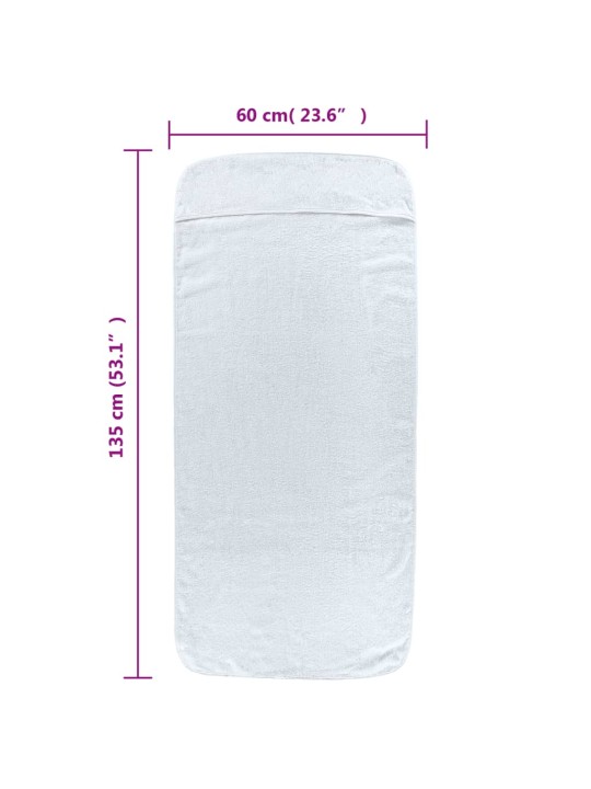 Plážové osušky 6 ks bílé 60 x 135 cm textil 400 GSM