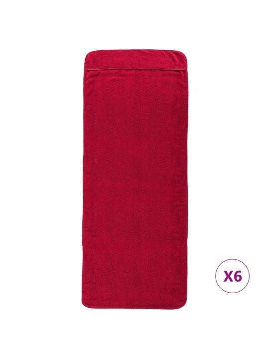 Plážové osušky 6 ks vínové 60 x 135 cm textil 400 GSM