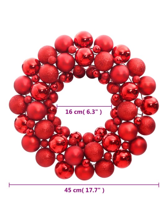 Vánoční věnec červený 45 cm polystyren