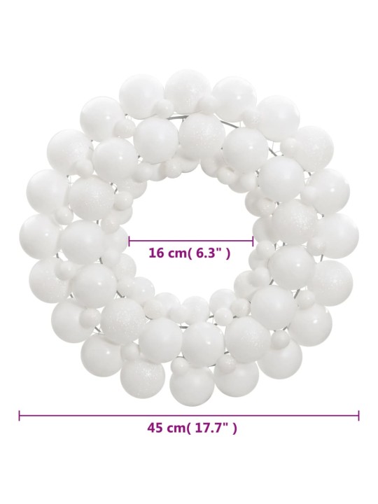 Vánoční věnec bílý 45 cm polystyren