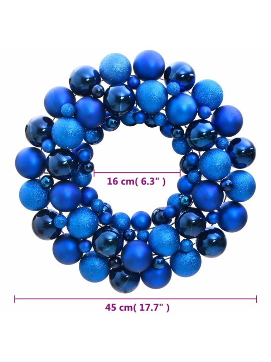 Vánoční věnec modrý 45 cm polystyren